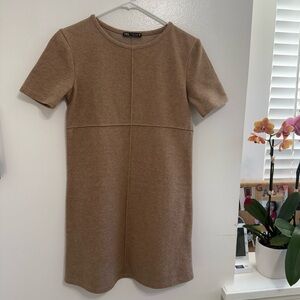 Zara Camel Short Sleeve Mini Dress